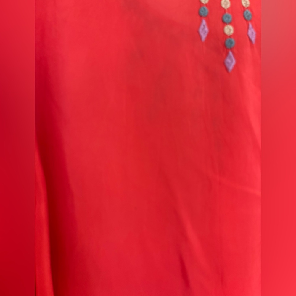 Johnny Was Red Embroidered Floral Tunic Top - Picture 12 of 13